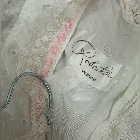 Vintage Roberta of California White Prairie Apron Eyelet Coquette Maxi Dress - Picture 6 of 10